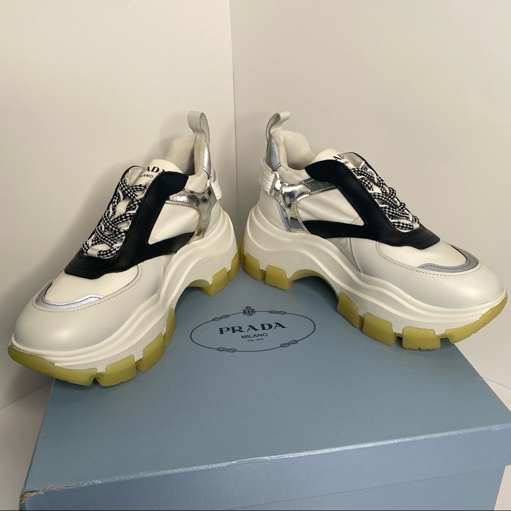 Prada Pegasus Sneakers in Black & White - Picture 7 of 11